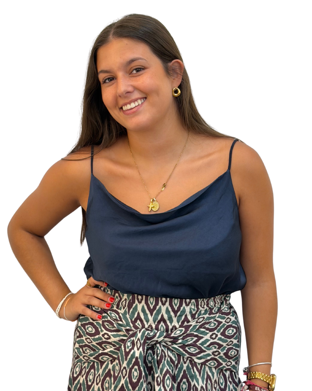 Blusa satinada azul