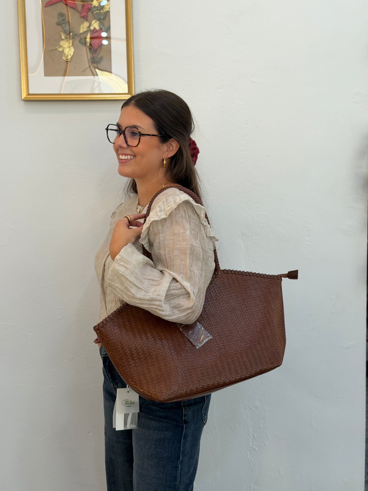 Bolso trenzado marrón