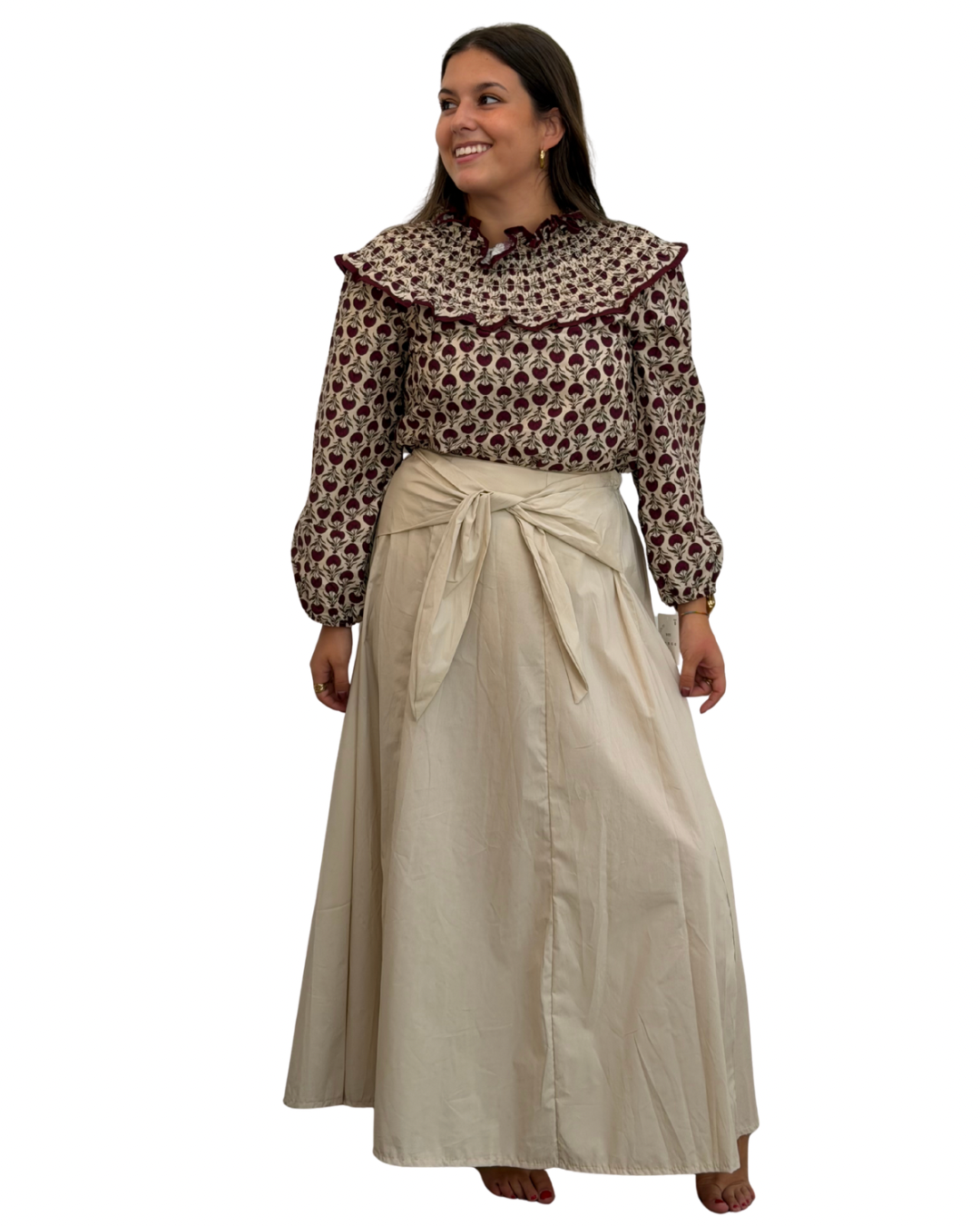 Falda lisa beige