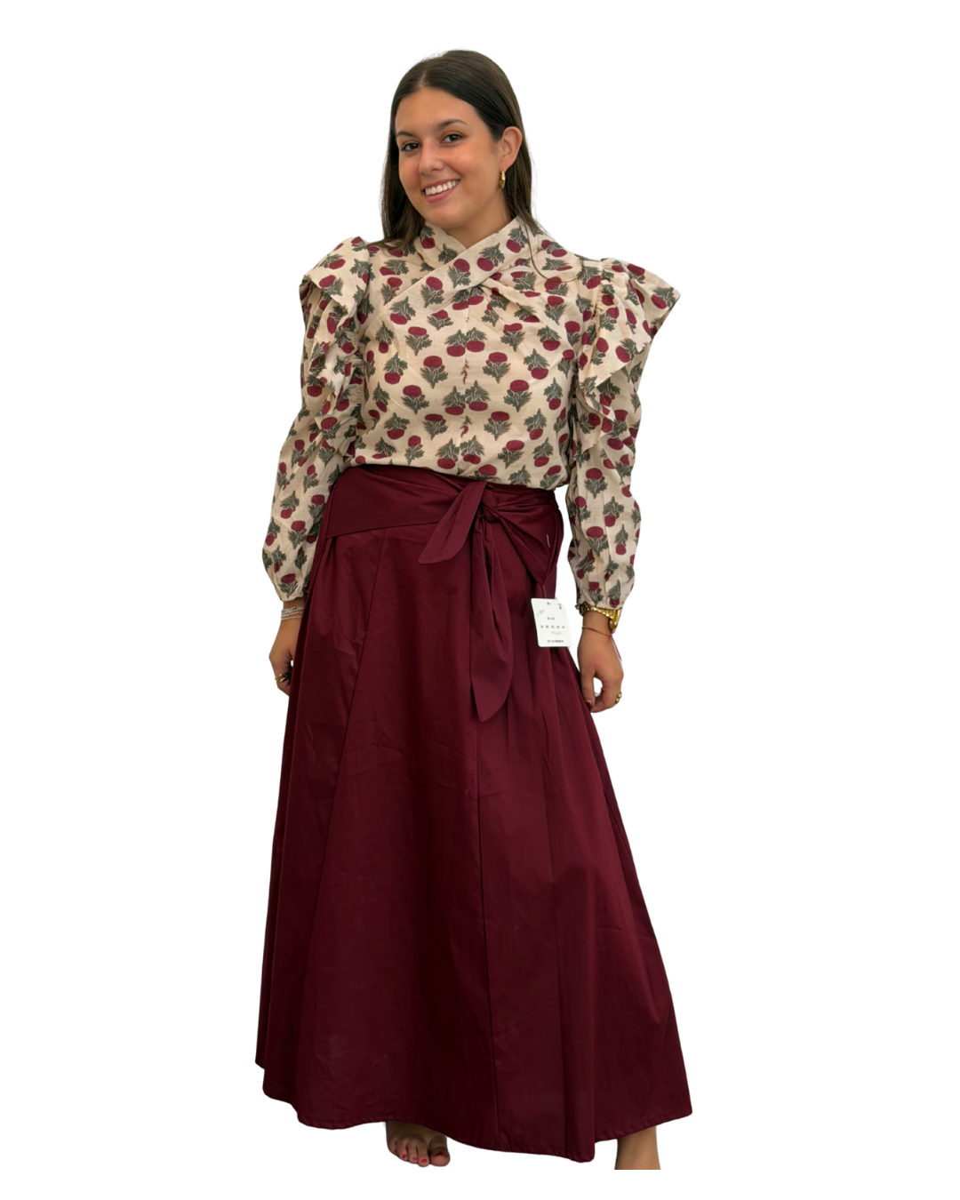 Falda lisa tinto
