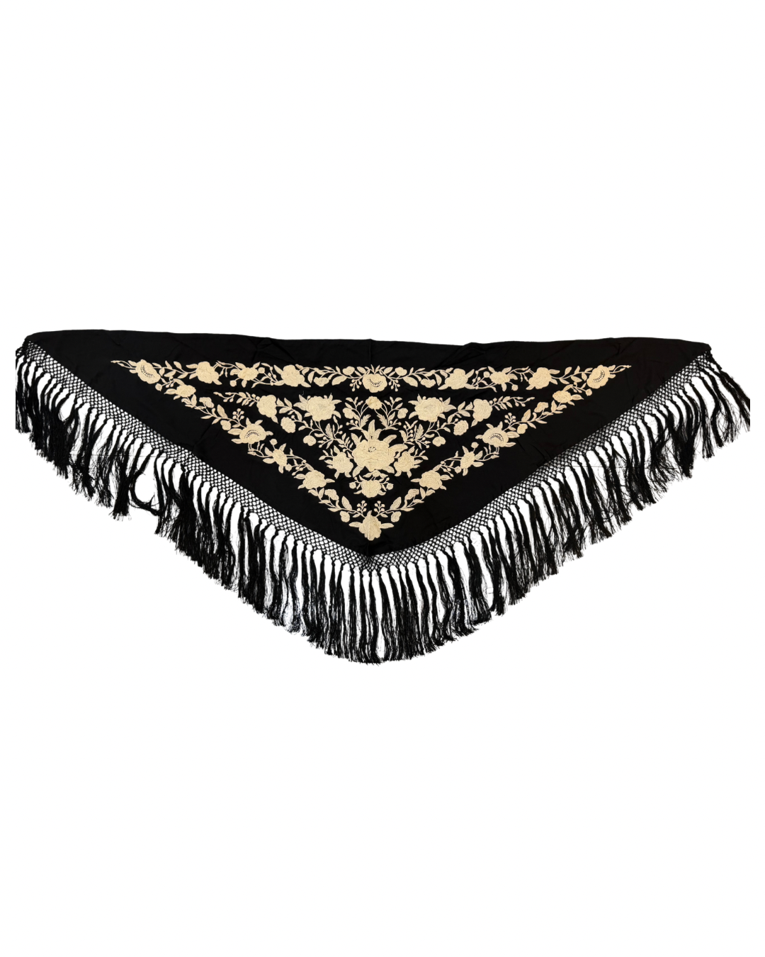 Mantón negro bordado en marfil