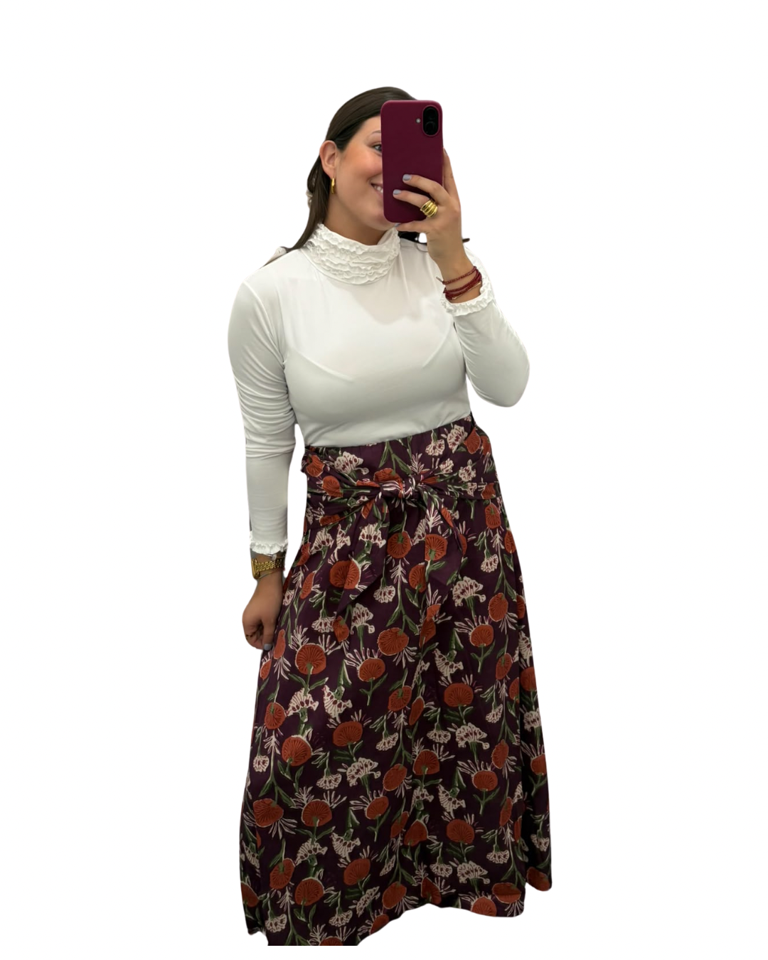 Falda estampado berenjena