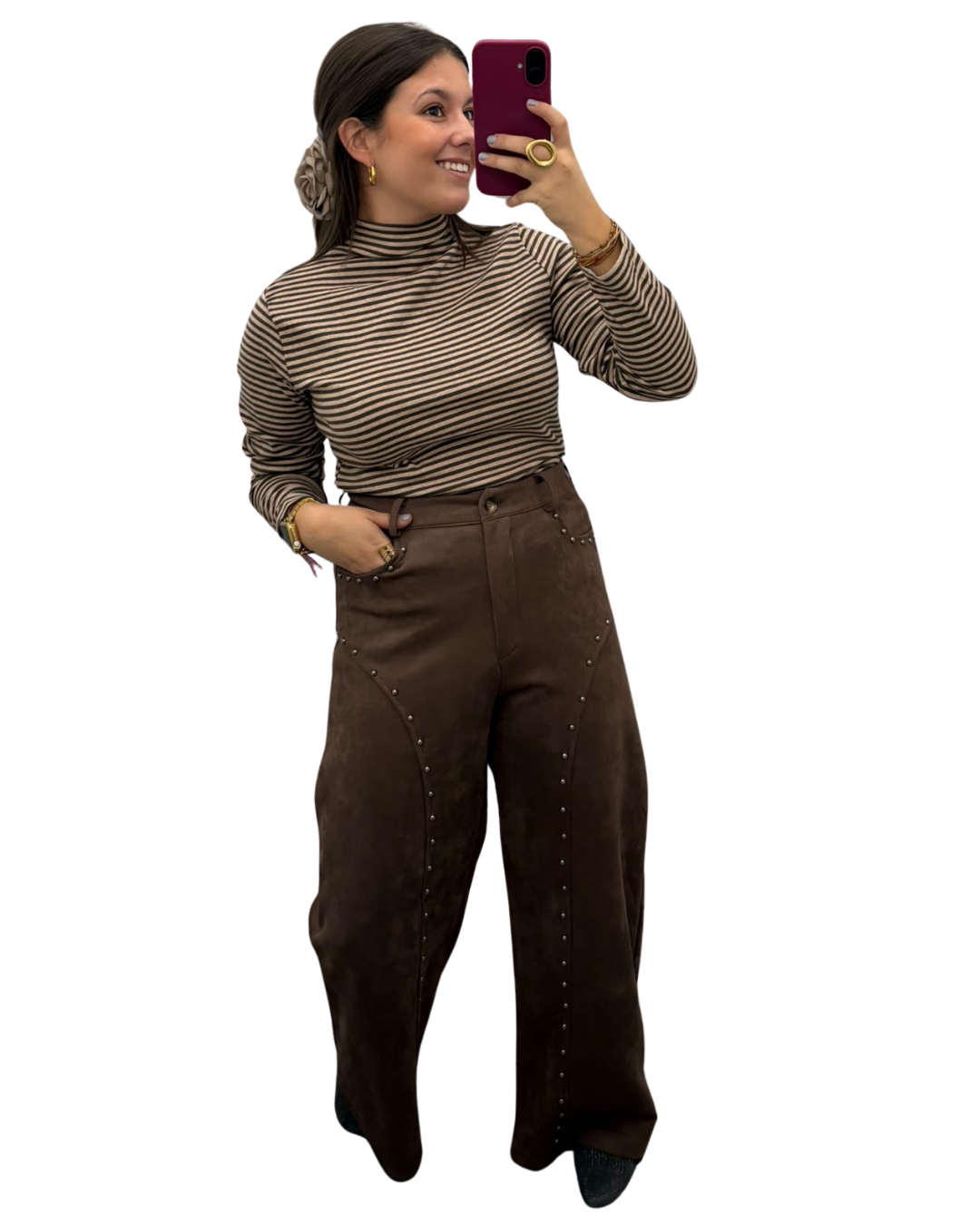 Pantalón antelina marrón