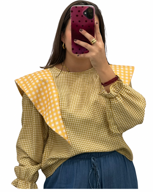 Blusa cuadros amarillos