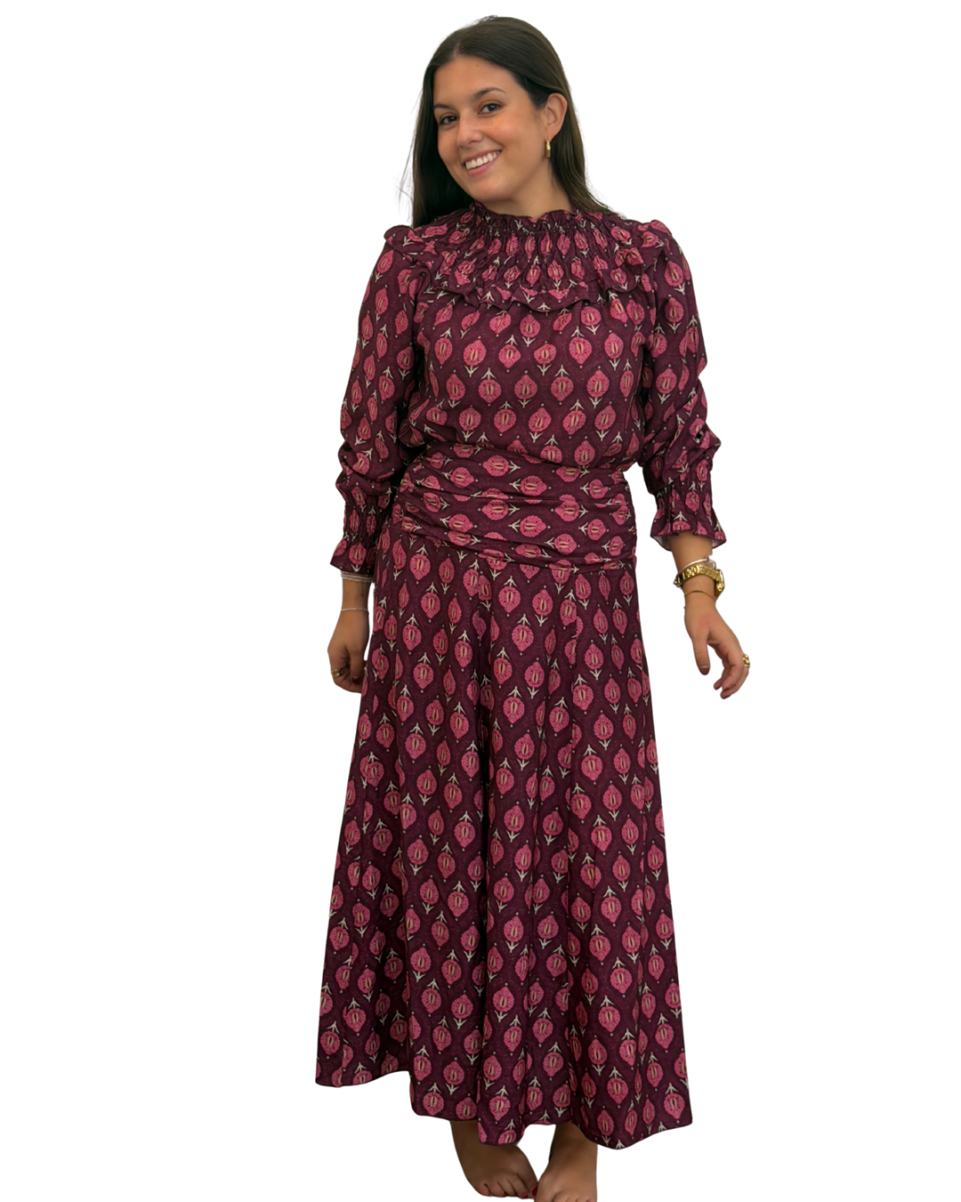 Falda estampada buganvilla