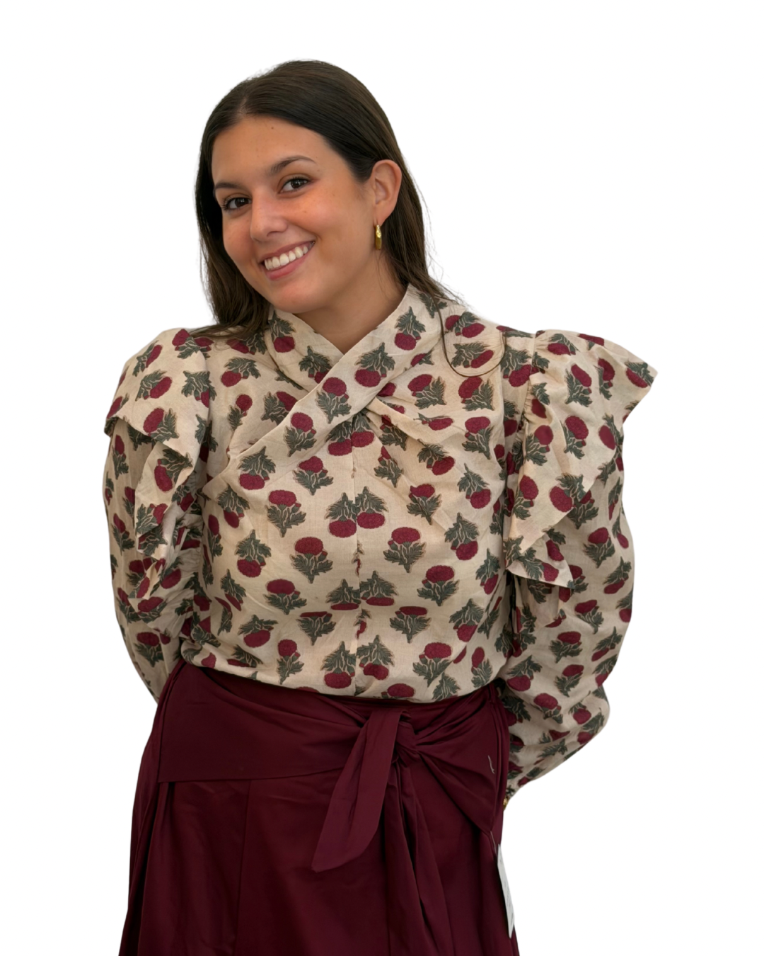 Blusa estampados clavel beige