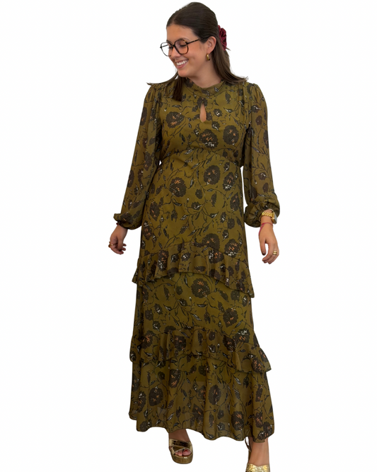Vestido verde estampado
