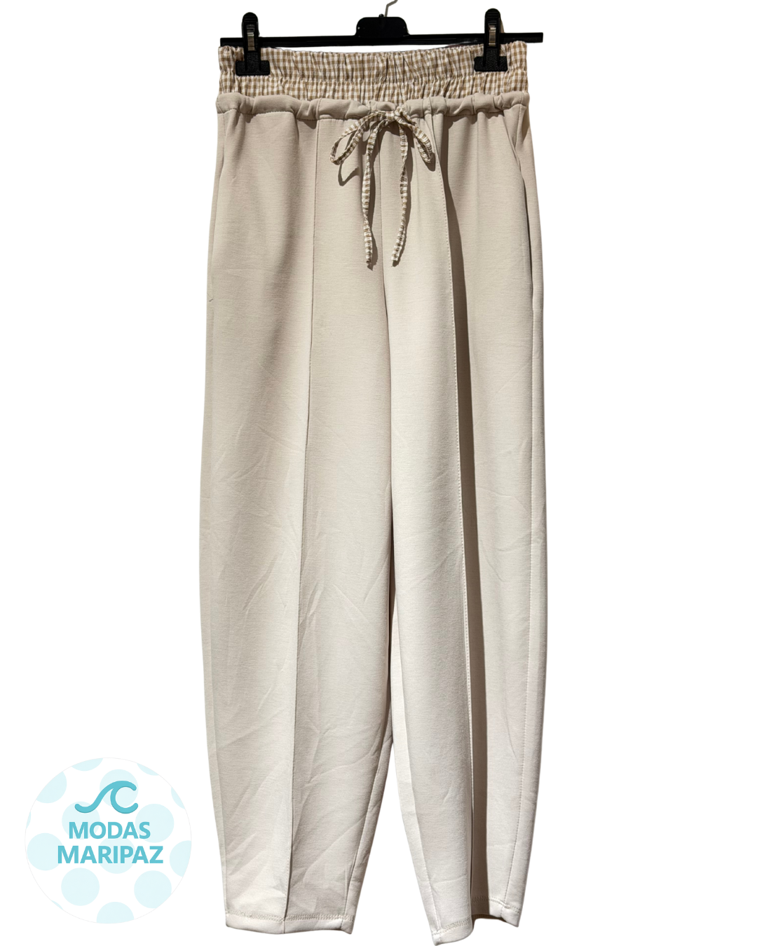 PANTALÓN VICHY BEIGE