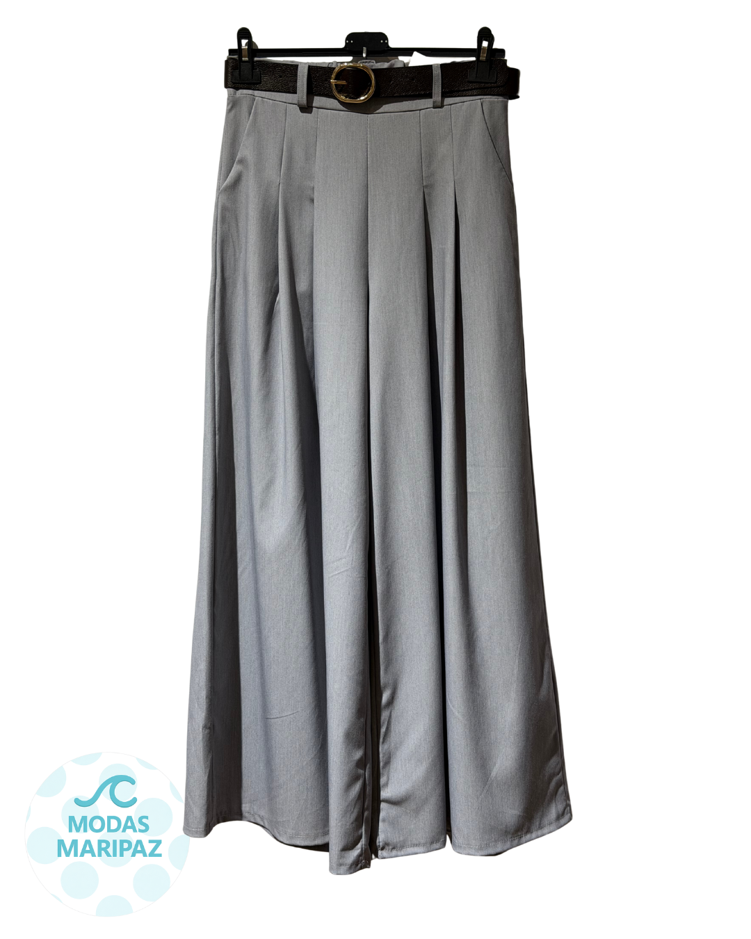 PANTALÓN PINZA PATA DE ELEFANTE GRIS