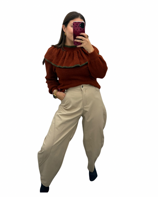 Pantalón balloon beige