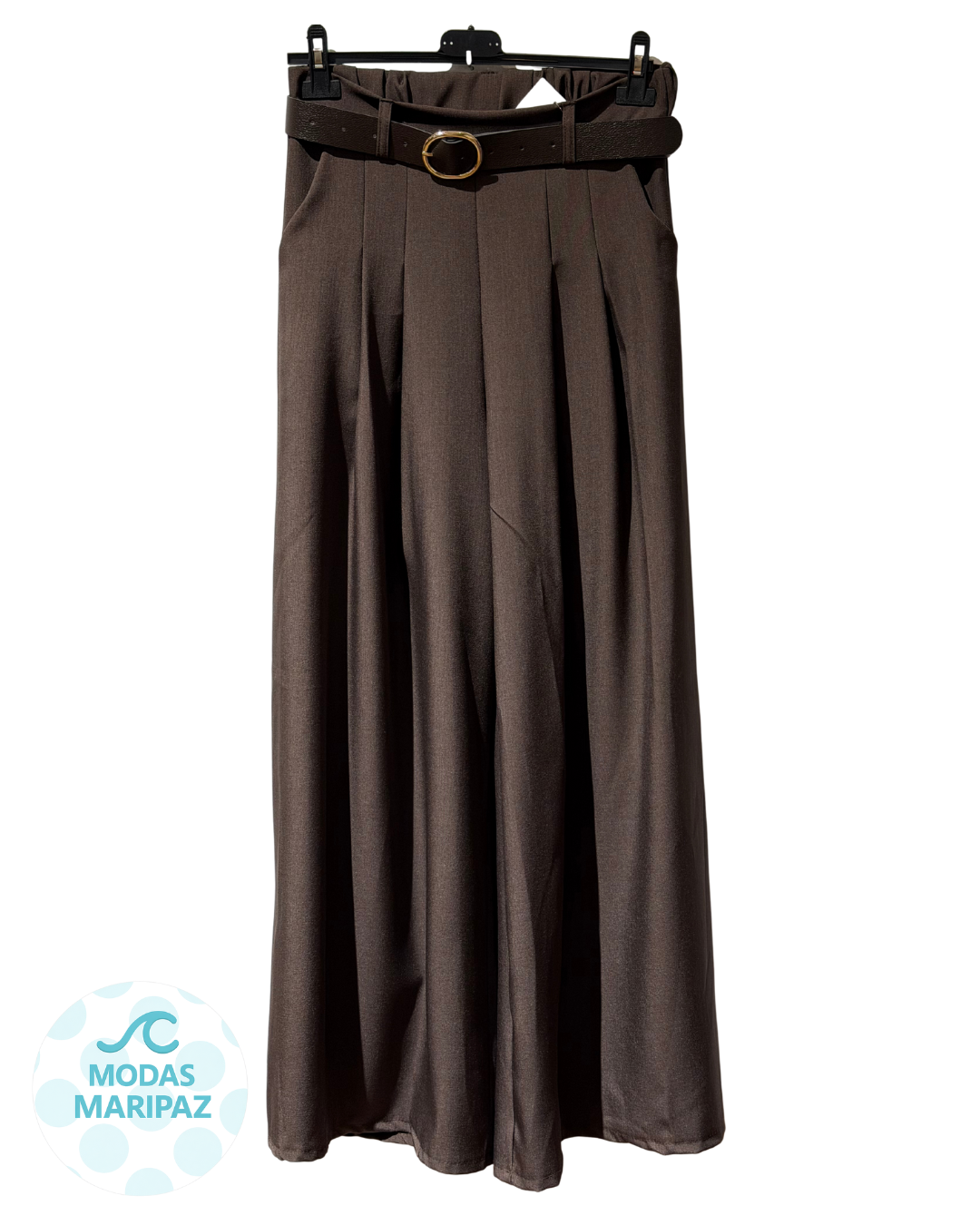 PANTALÓN PINZA PATA DE ELEFANTE MARRÓN CHOCOLATE