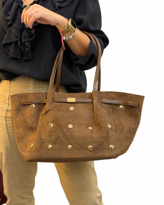 Bolso Ante tachuela camel