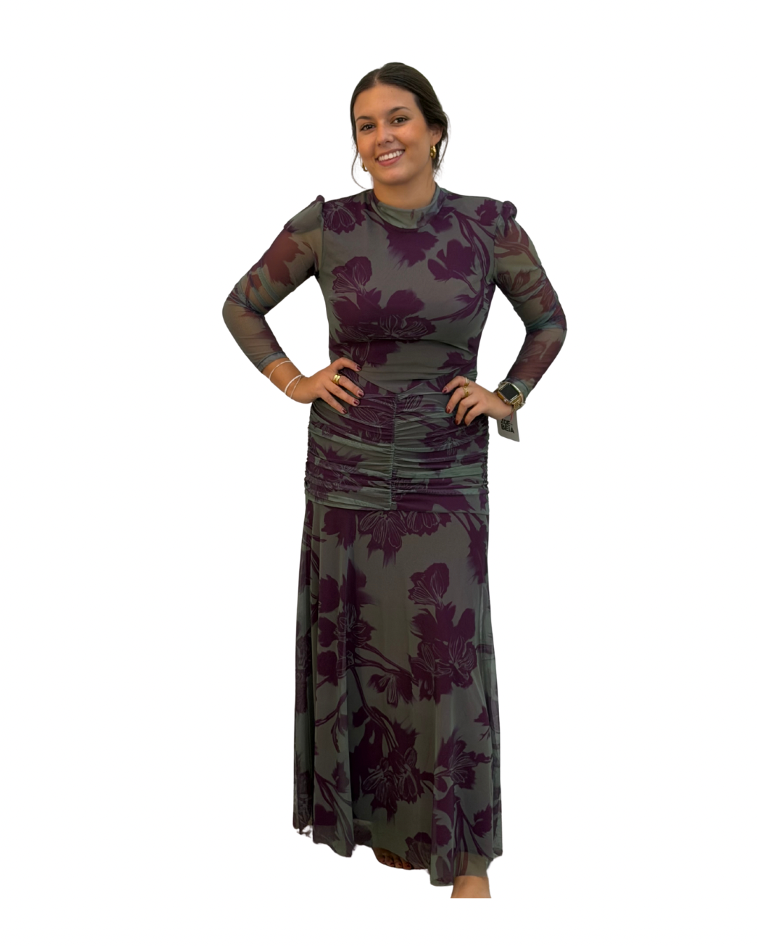 Vestido tul Paula verde y morado