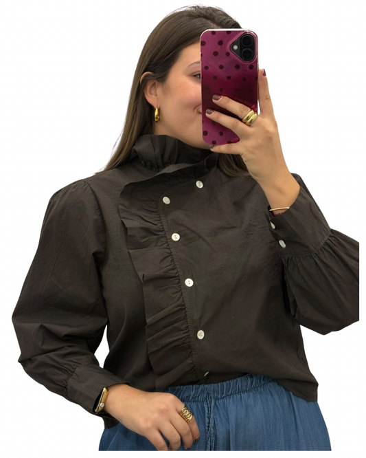 Blusa volantes chocolate