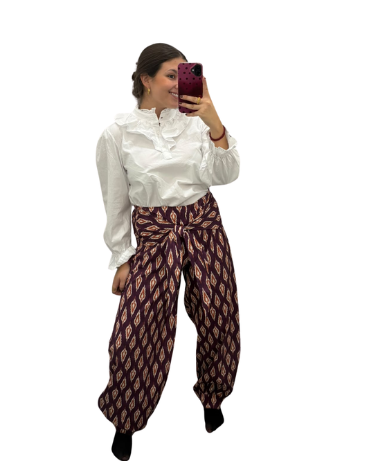 Pantalón étnico berenjena