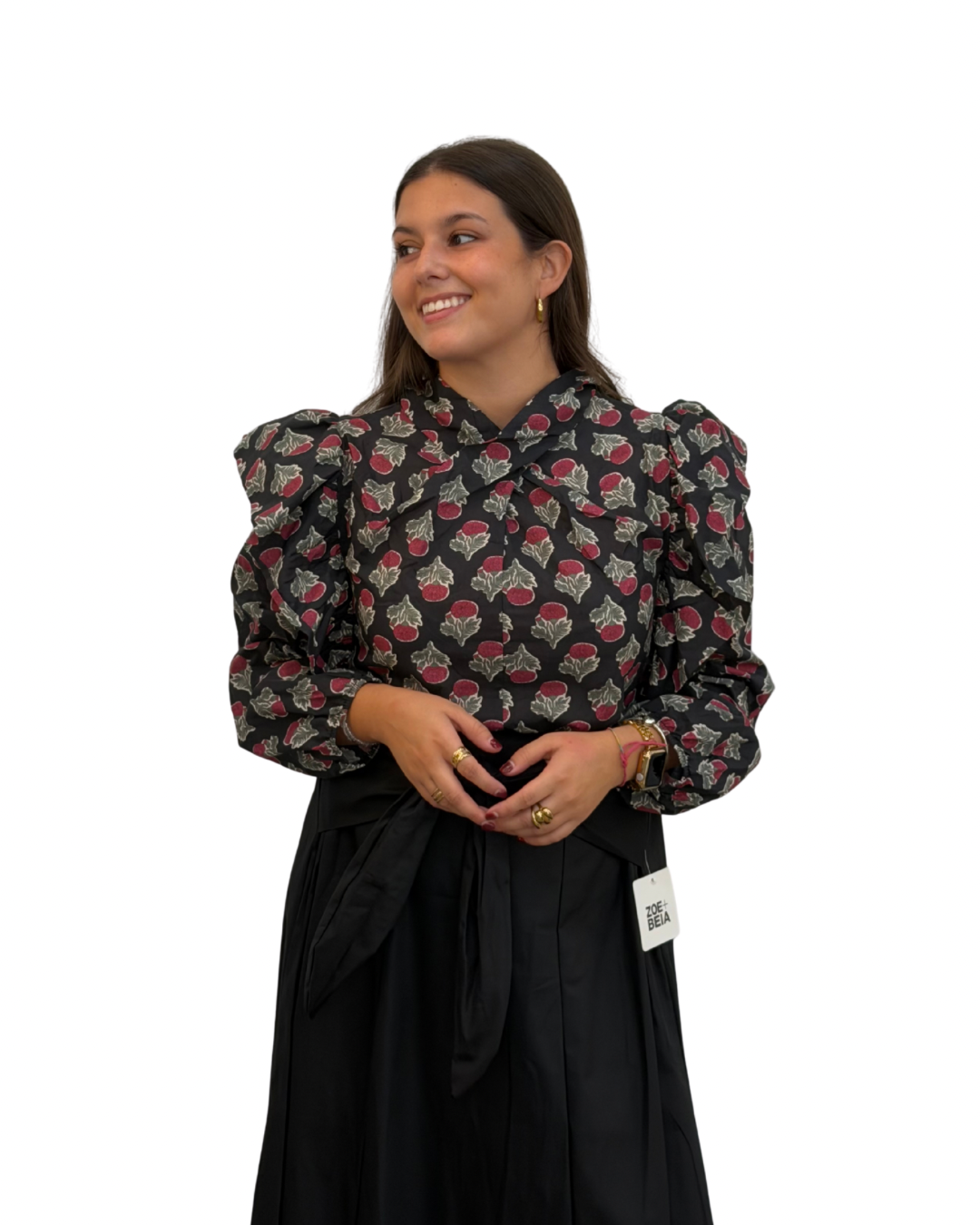 Blusa estampados clavel negra