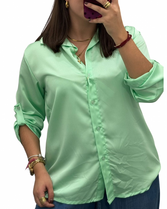 Camisa satinada verde