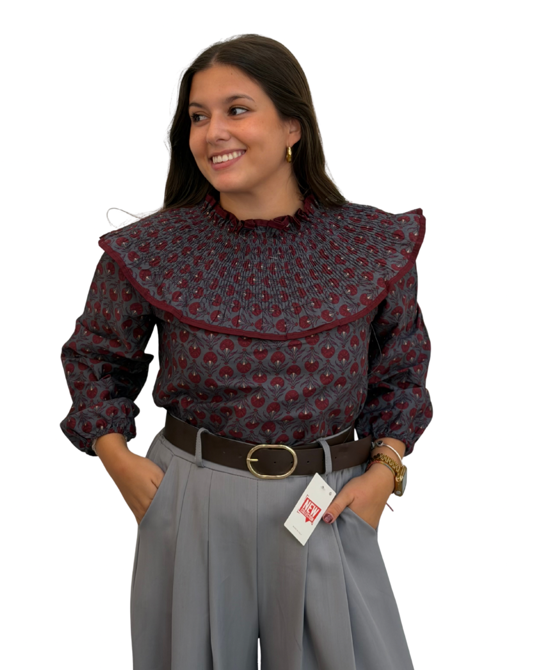 Blusa cuello bebé estampados azul