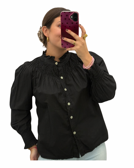 Blusa frunces negra