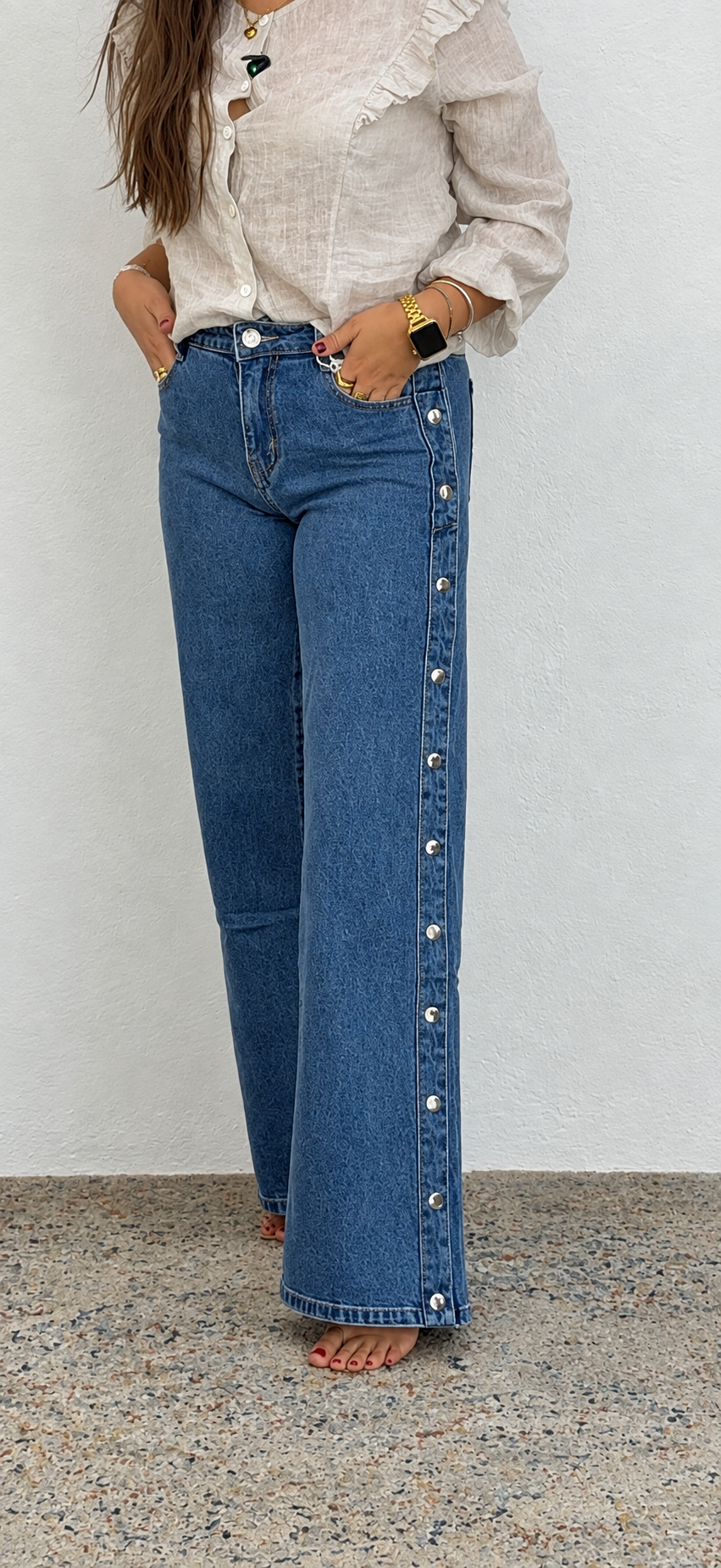 Vaqueros tachas lateral