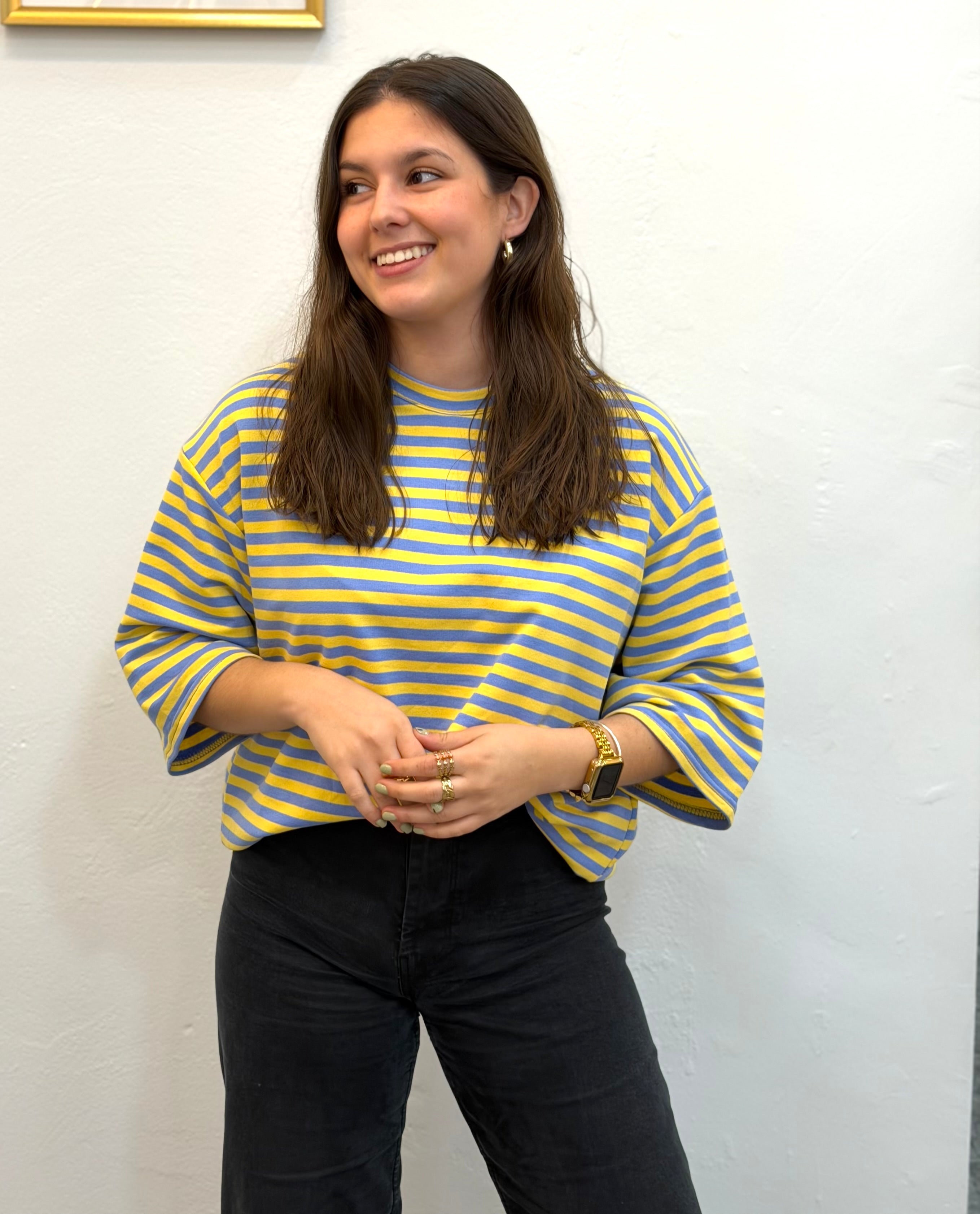 Camiseta Oversize RAYAS AZUL Y AMARILLO