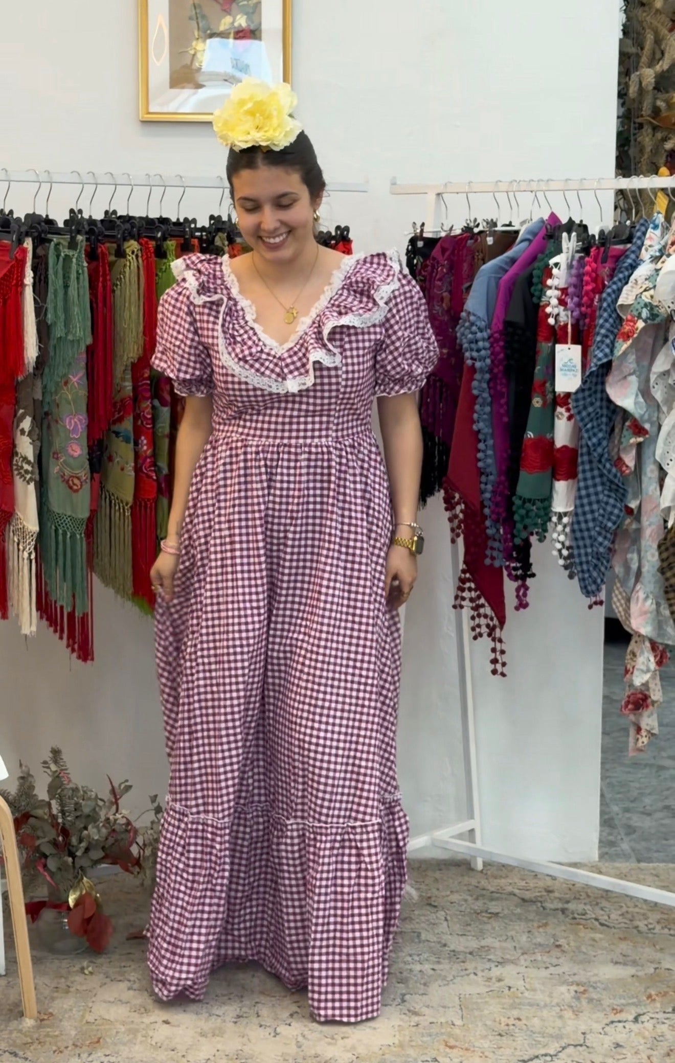 BATAS FLAMENCA VICHY BUGANVILLA