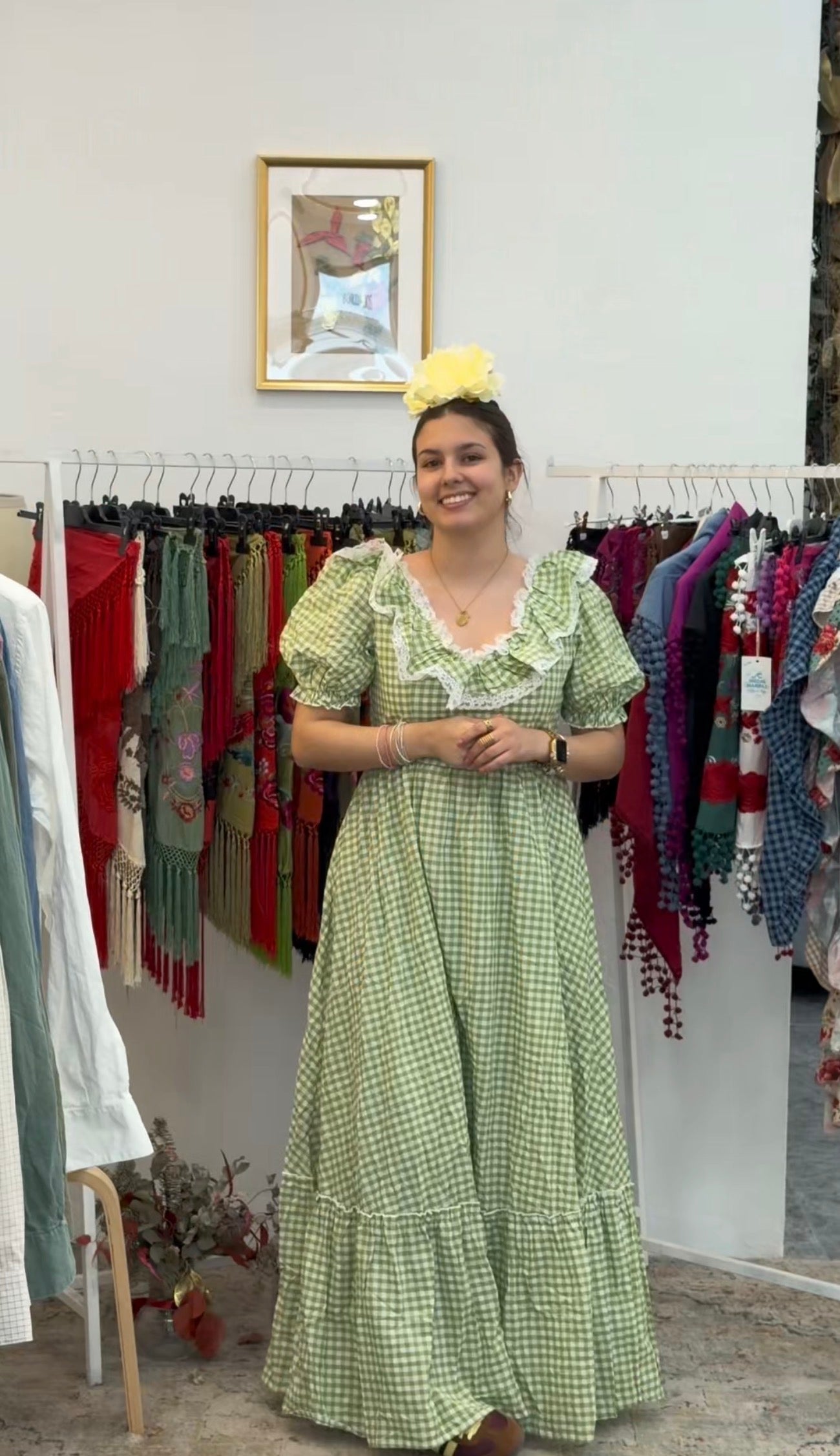 BATAS FLAMENCA VICHY VERDE