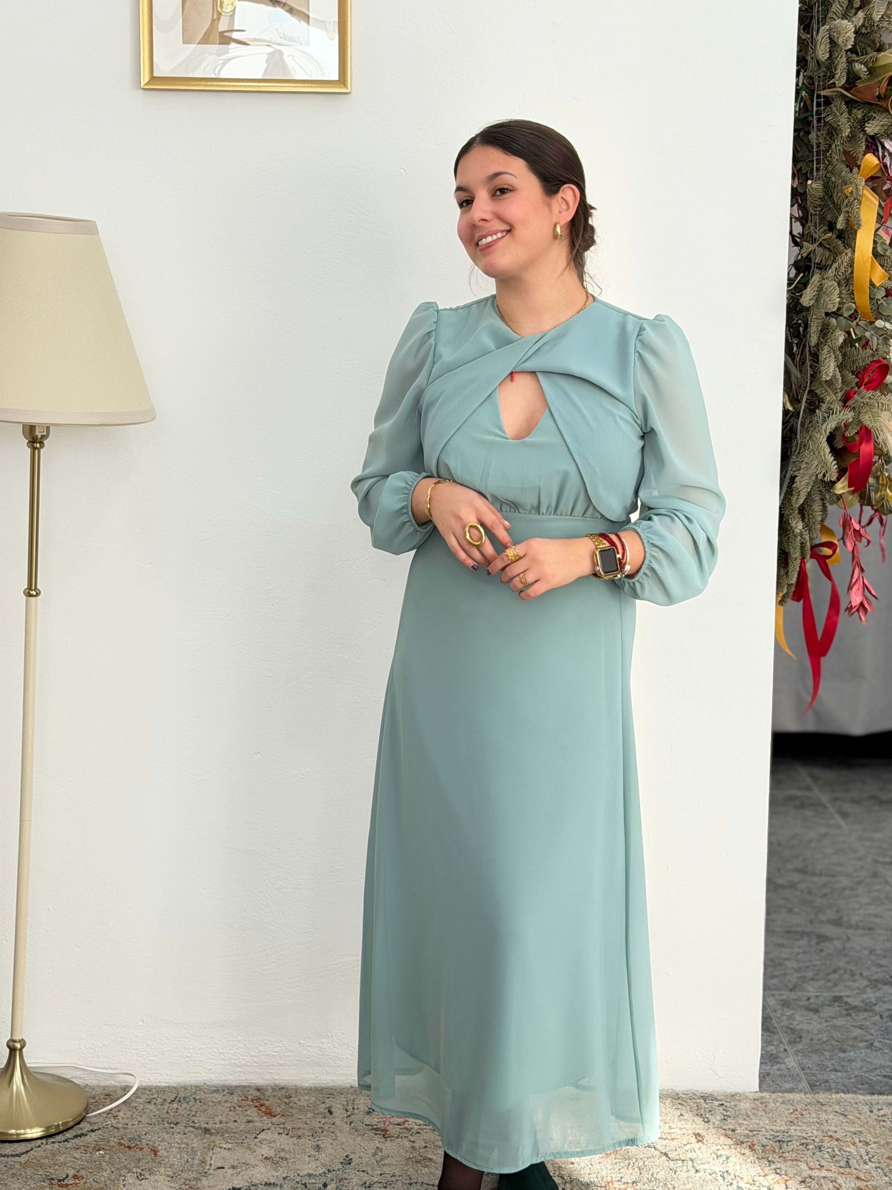 VESTIDO OLIVARES VERDE AGUA