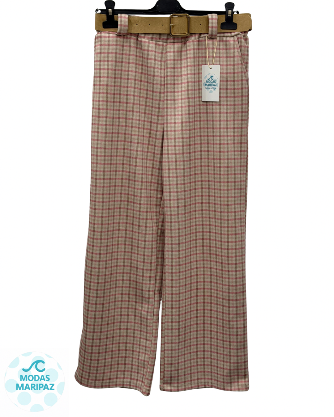 Pantalón Palazzo Cuadros Rosa