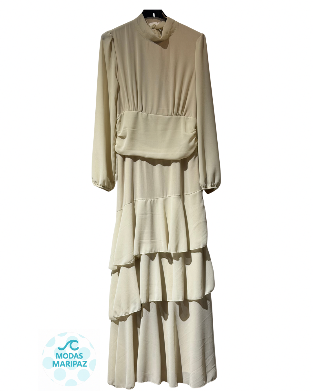VESTIDO GASA BEIGE