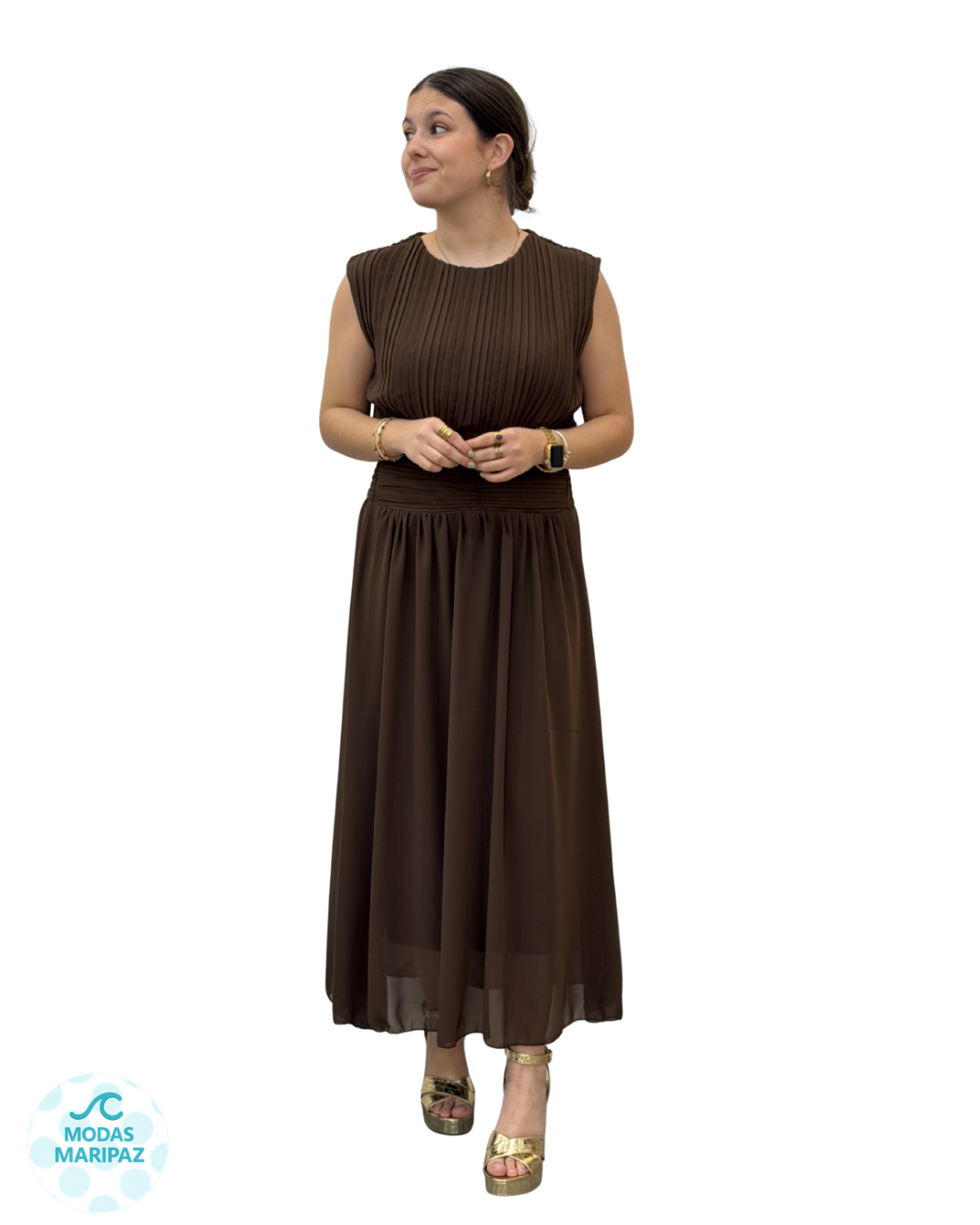 VESTIDO GIRALDA MARRON