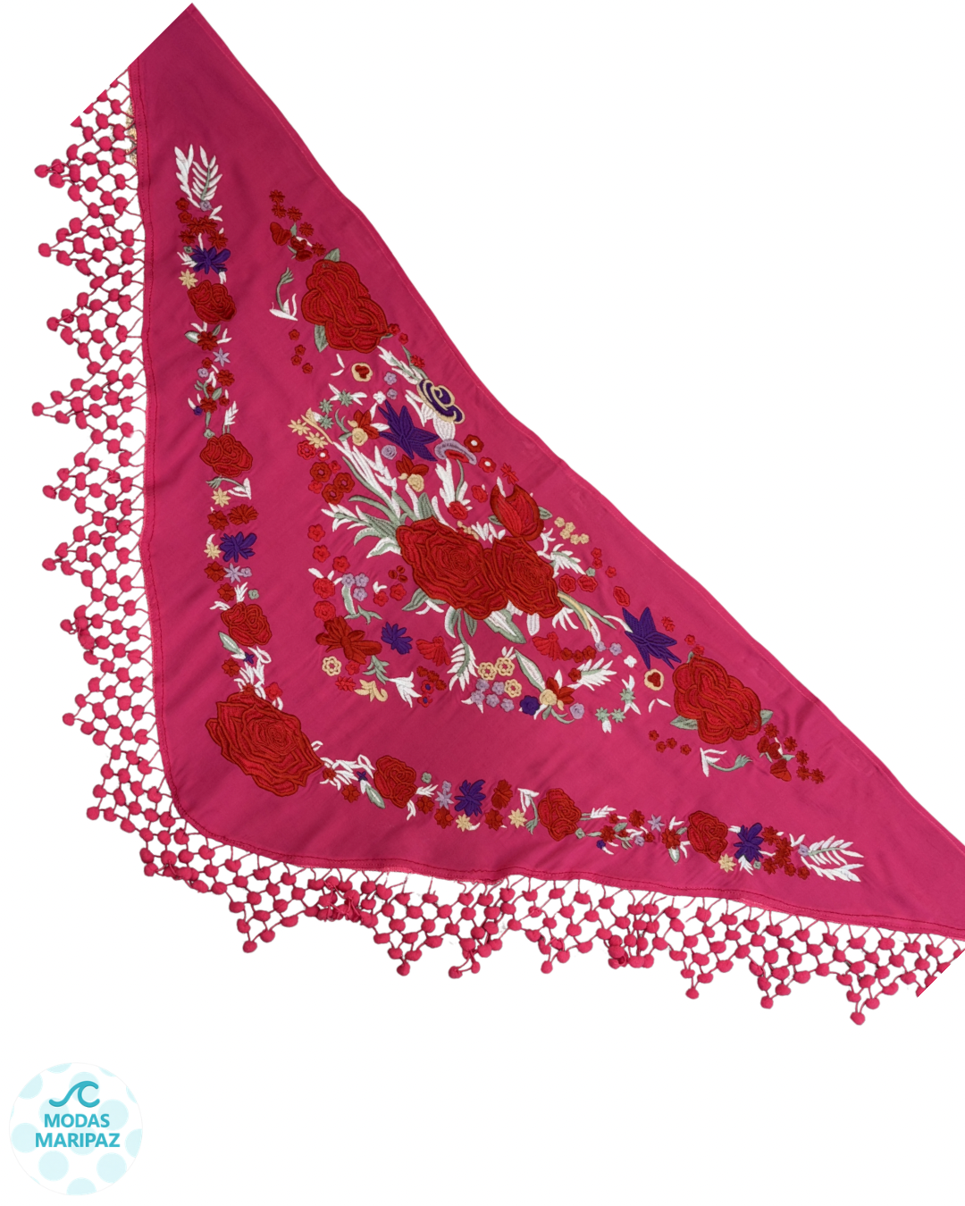 Mantones bordados Rosa con Madroños