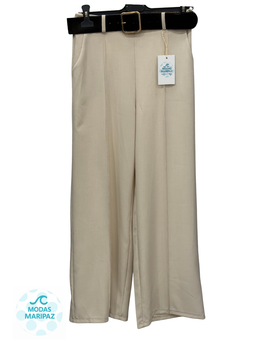 Pantalón Palazzo Azul Beige