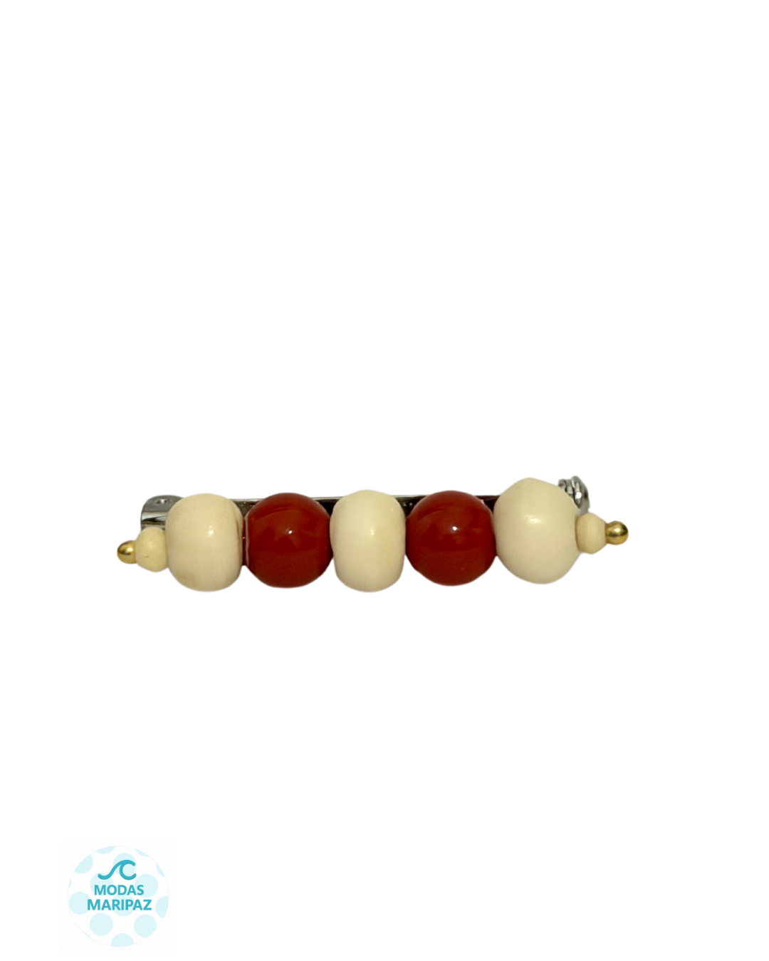 Broche Coral y Hueso #2