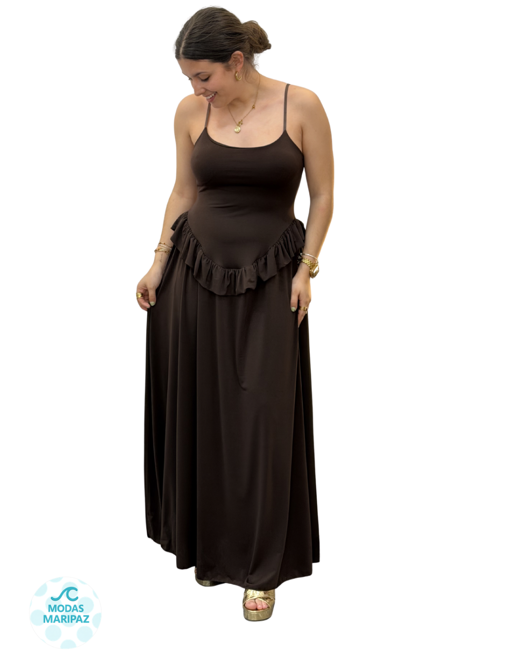 VESTIDO MACARENA MARRON