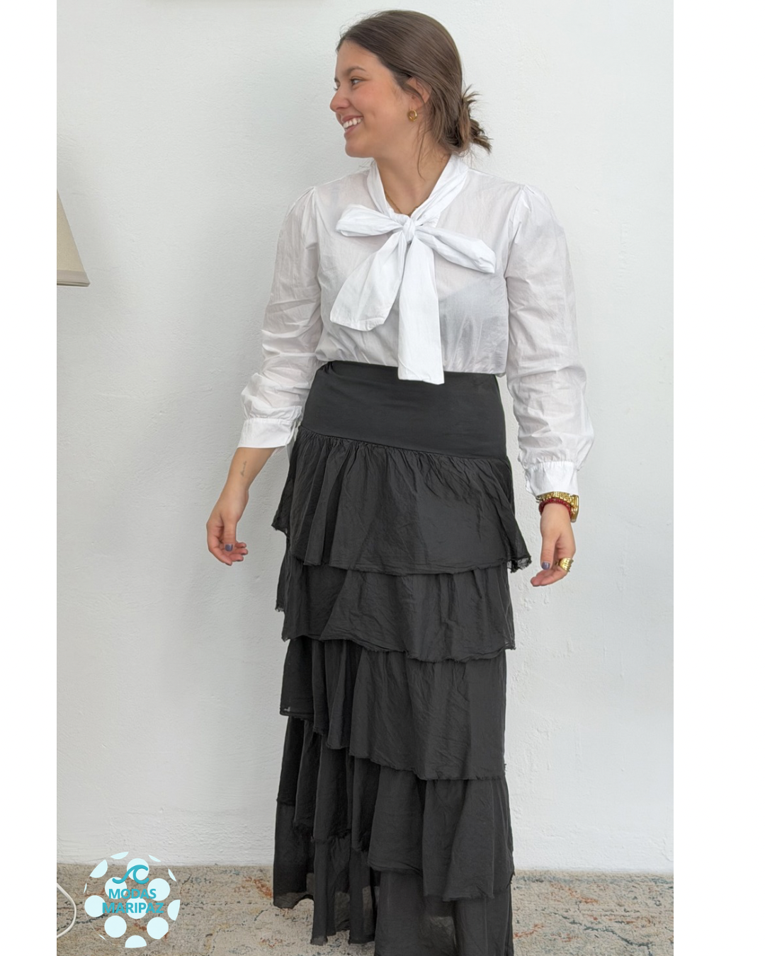 FALDA VOLANTE MARTA NEGRA