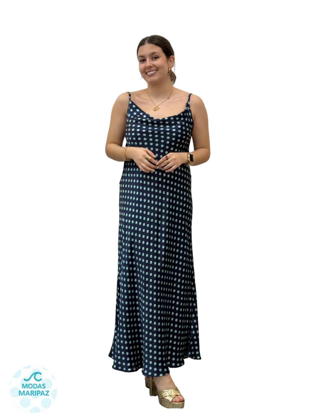 VESTIDO LUNARES AZUL