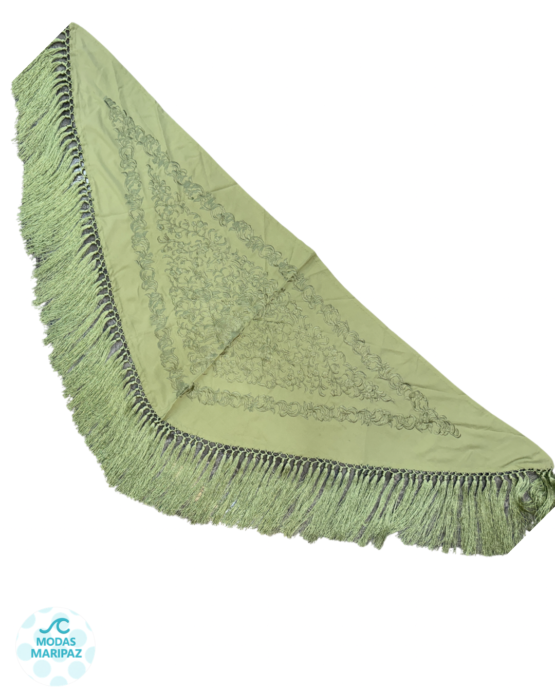 Mantón bordado SEVILLA VERDE AGUA