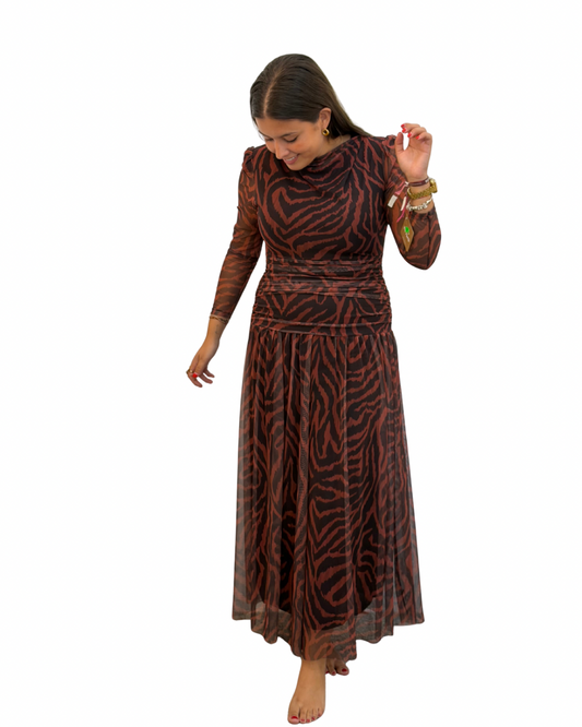 VESTIDO TUL TONOS TEJA