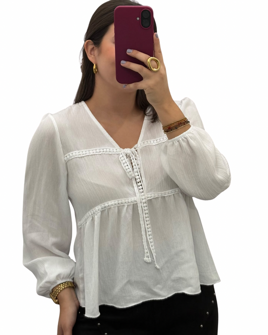 Blusa gasa blanca
