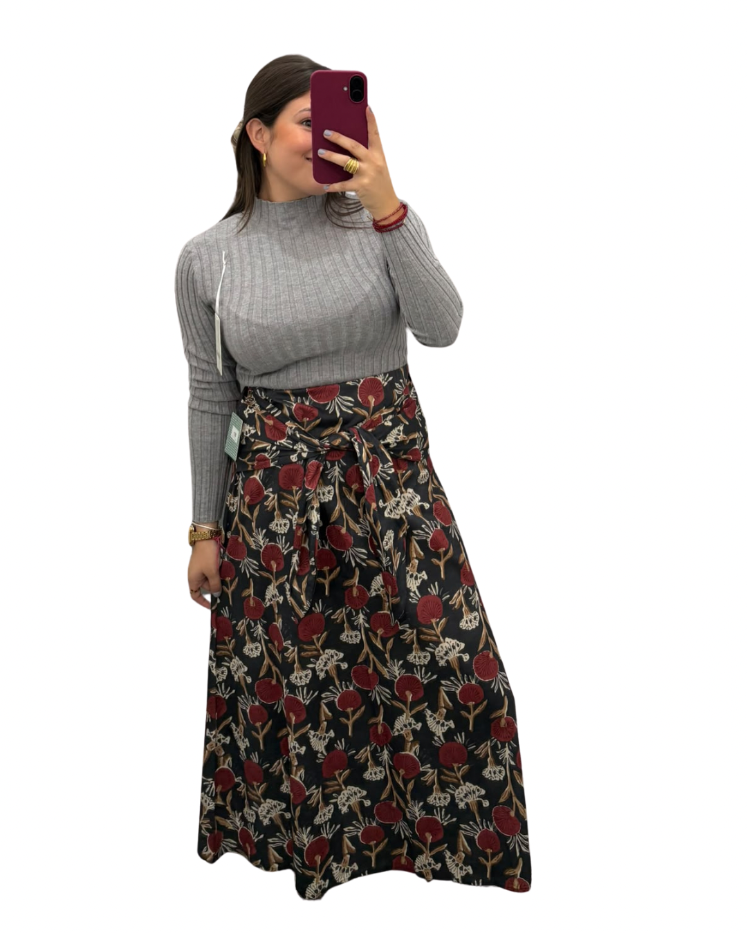 Falda estampada gris