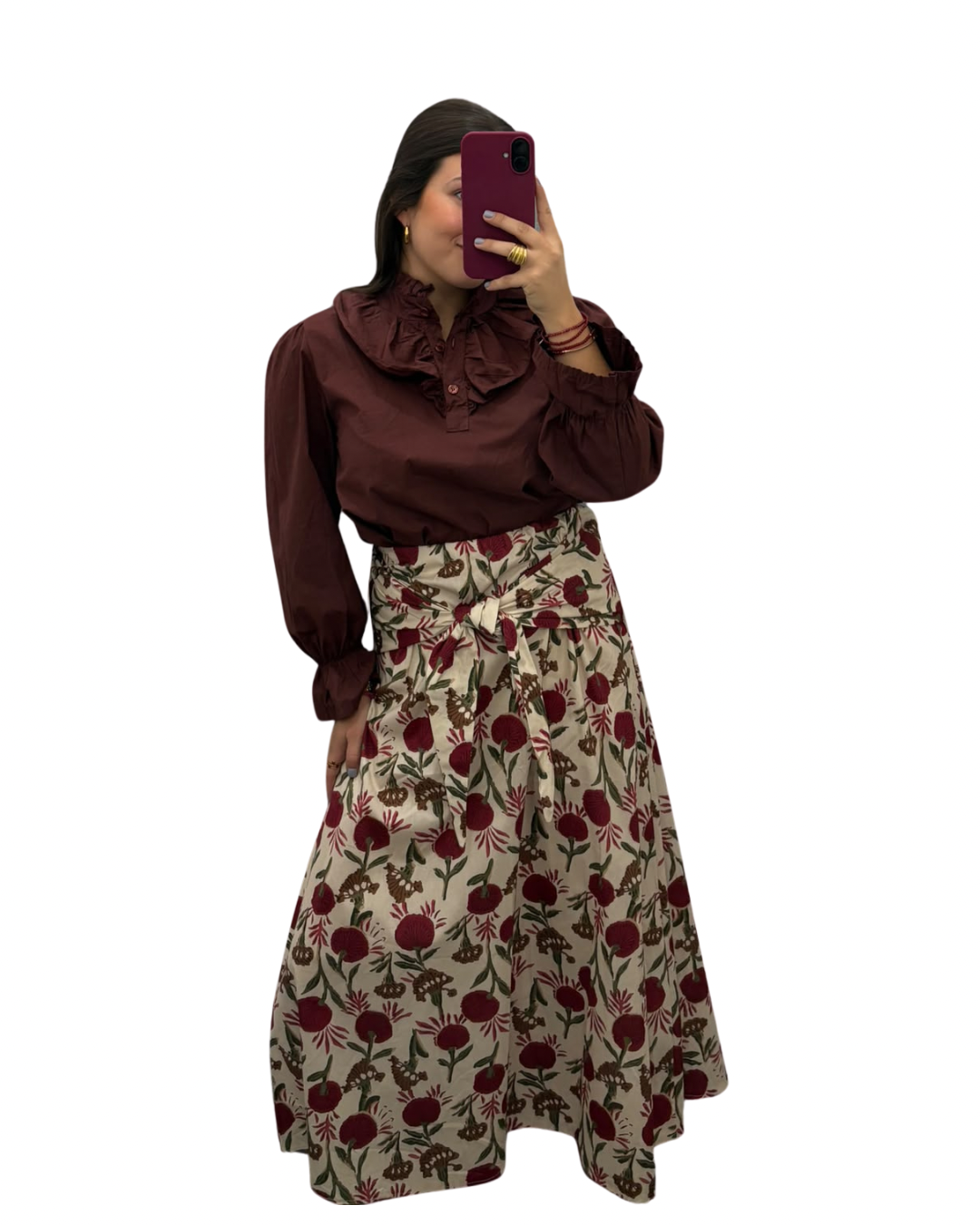 Falda estampado beige
