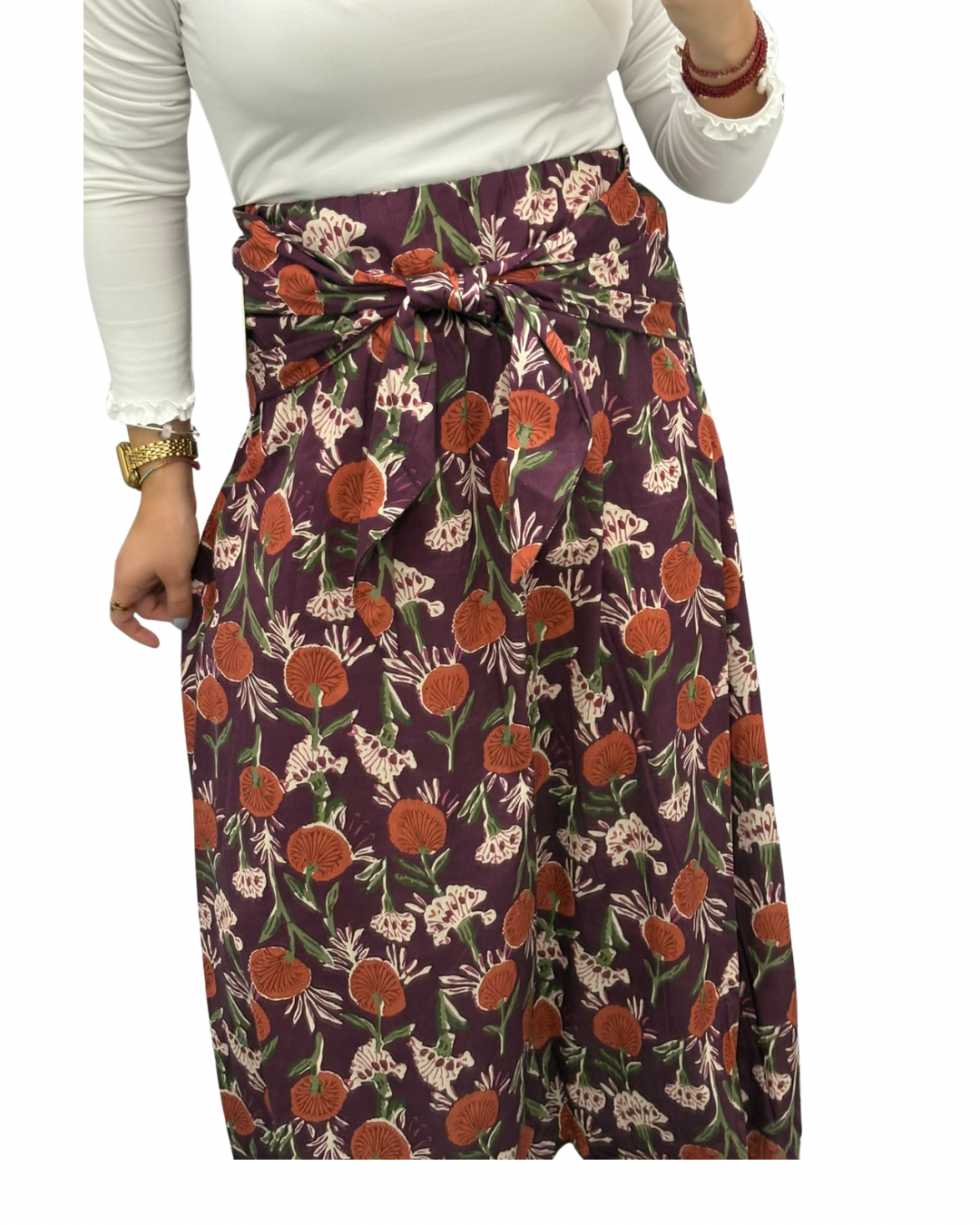 Falda estampado berenjena