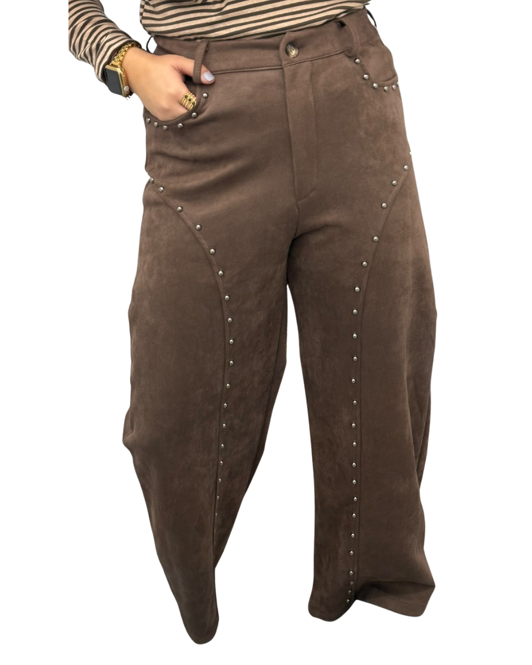 Pantalón antelina marrón