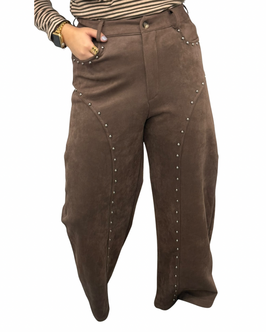 Pantalón antelina marrón
