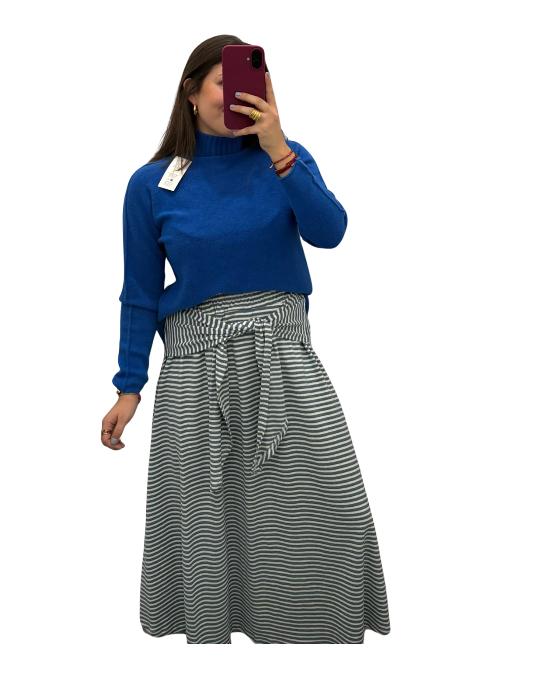 Falda rayas celeste y blanco